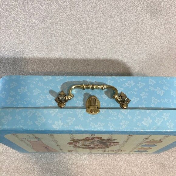 Vintage Shabby Chic "La Mode Parisien" Decor Storage Suitcase Paper Cottagecore - Picture 2 of 11